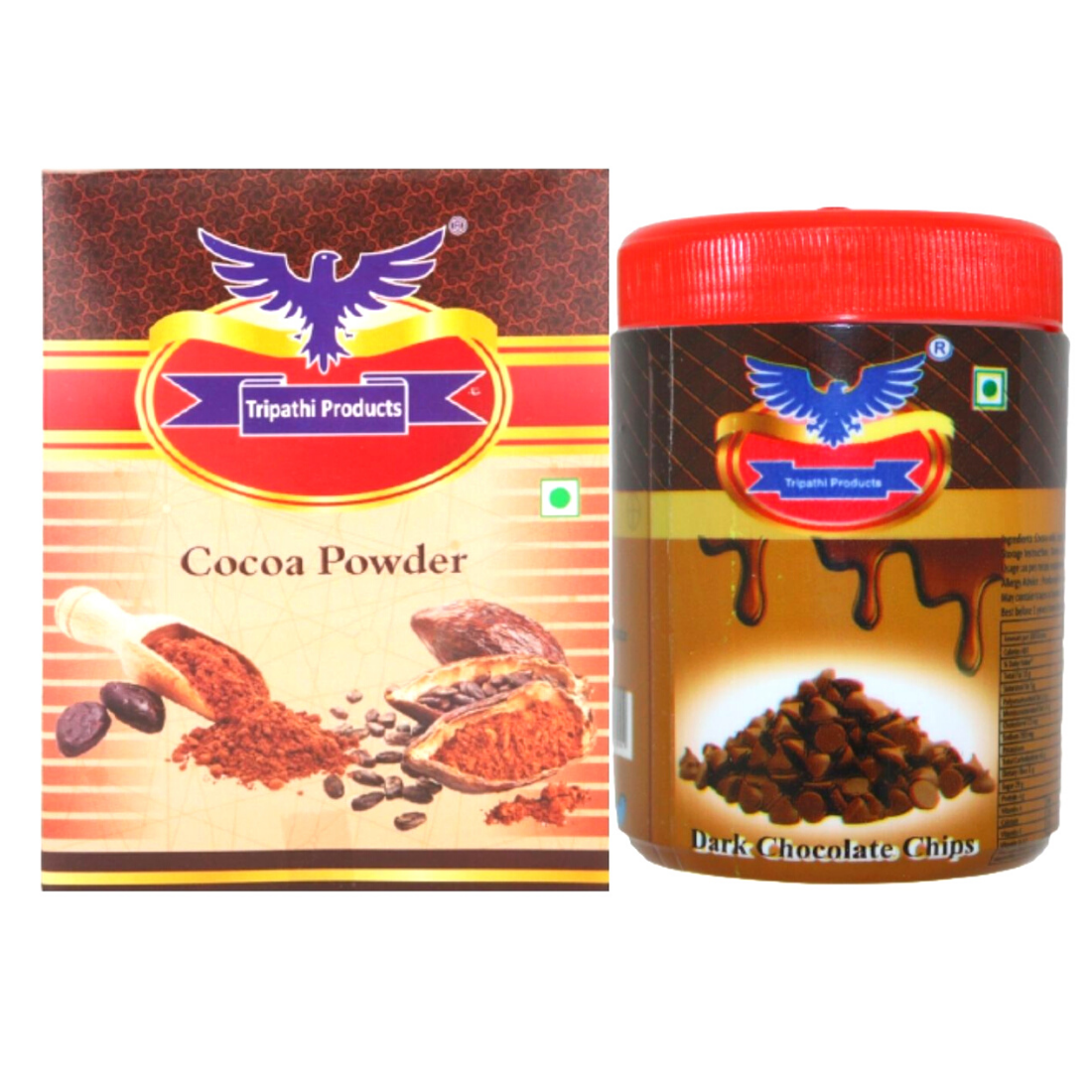 Combo Pack of Cocoa powder and Dark Chocolate chips 100 grams each